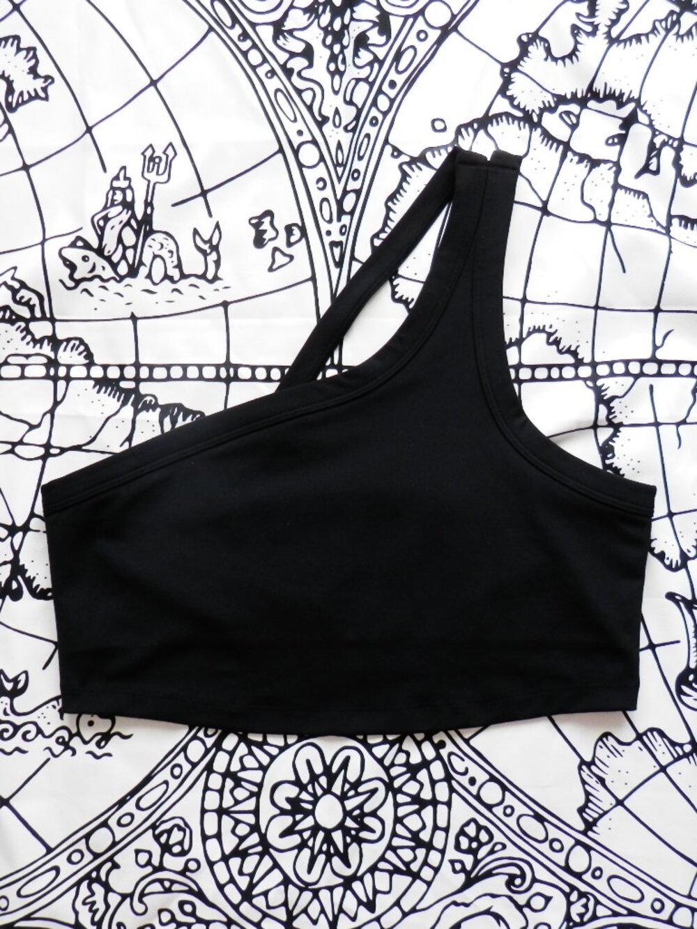 Spiritual Gangster Cruz One-Shoulder Black Bra Cropped Tank Top